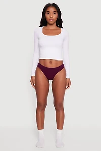 Womens Trendy Seamless Solid Bikini Panty, Purple, Size M