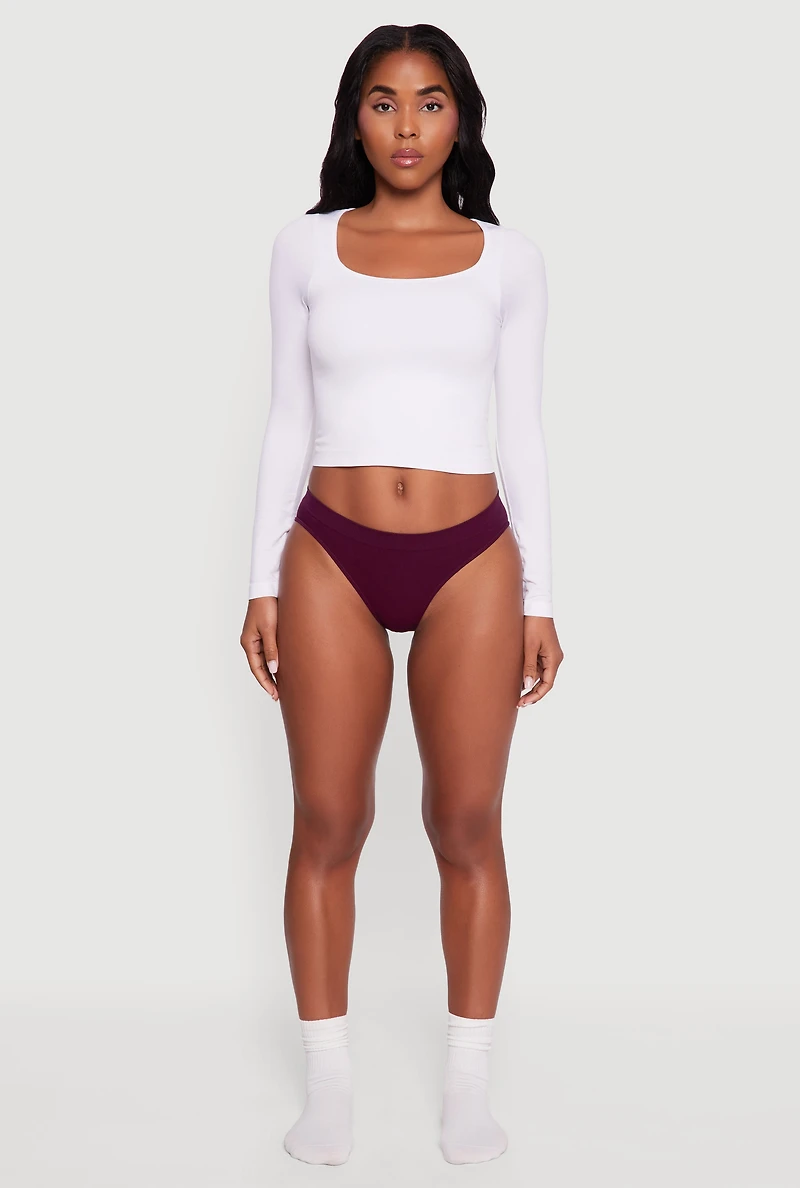 Trendy Seamless Solid Bikini Panty