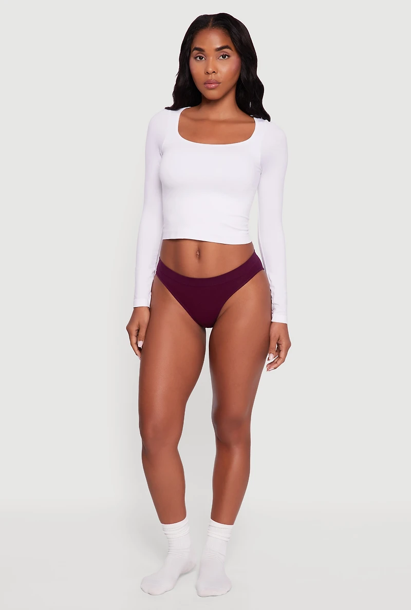 Womens Trendy Seamless Solid Bikini Panty, Purple, Size M