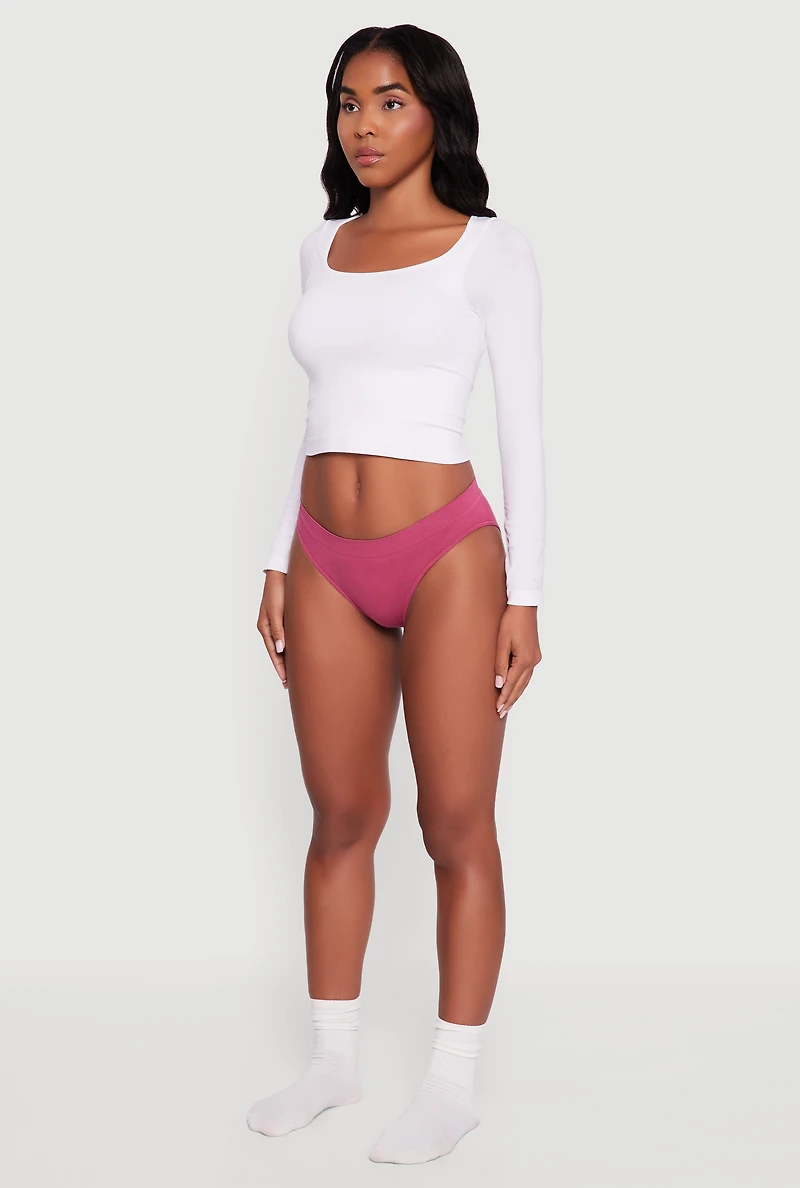 Trendy Seamless Solid Bikini Panty