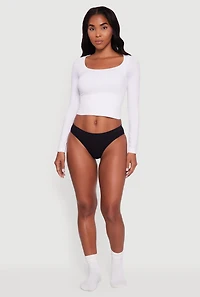 Solid Seamless Ribbed Knit Bikini Underwear