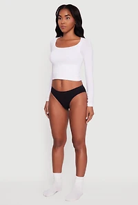 Solid Seamless Ribbed Knit Bikini Underwear