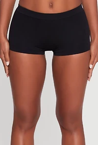 Solid Ribbed Knit Seamless Boyshort Panty