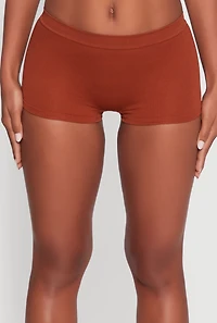 Solid Ribbed Knit Seamless Boyshort Panty