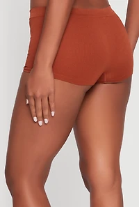 Solid Ribbed Knit Seamless Boyshort Panty