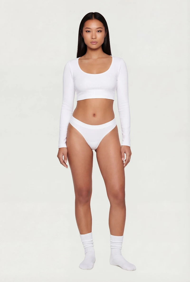 Ribbed Knit Thong Panty