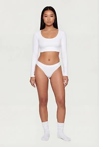 Ribbed Knit Thong Panty