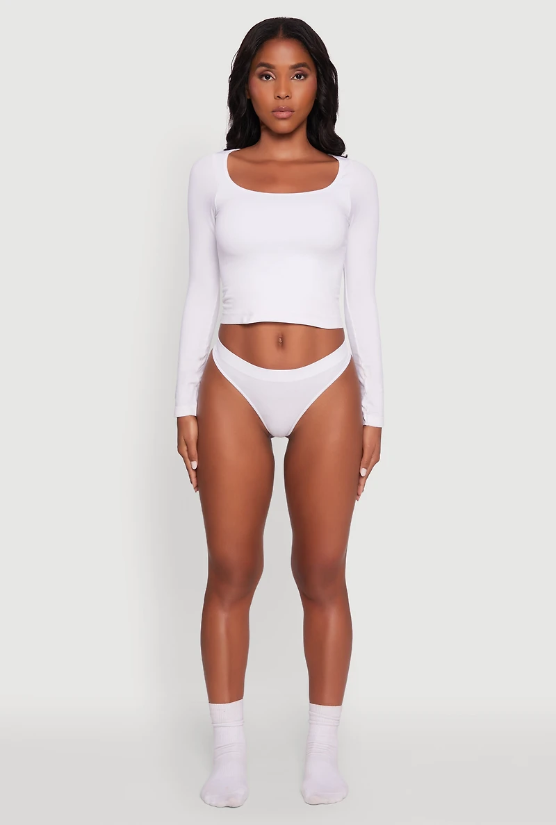 Stylish Solid Seamless Thong Panty