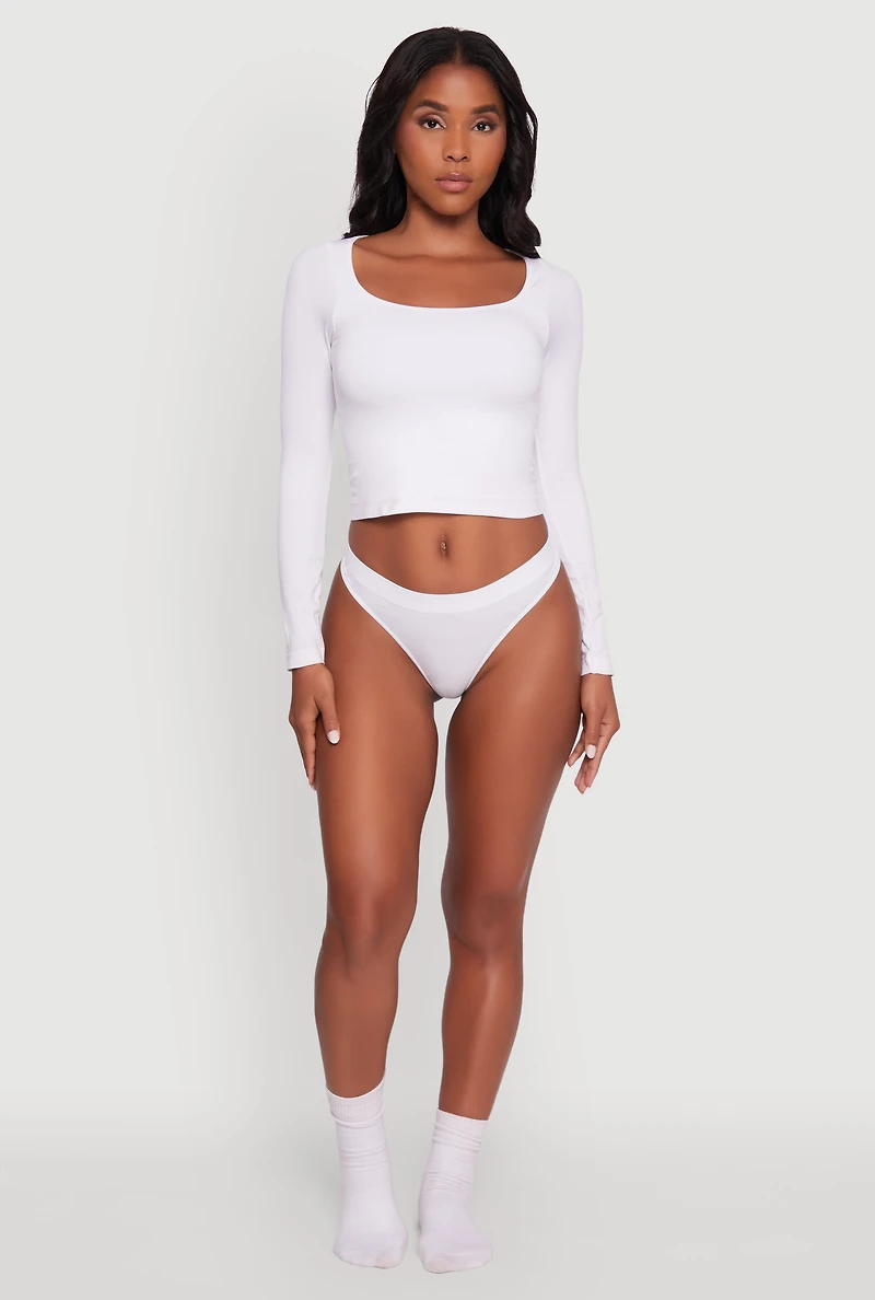 Stylish Solid Seamless Thong Panty