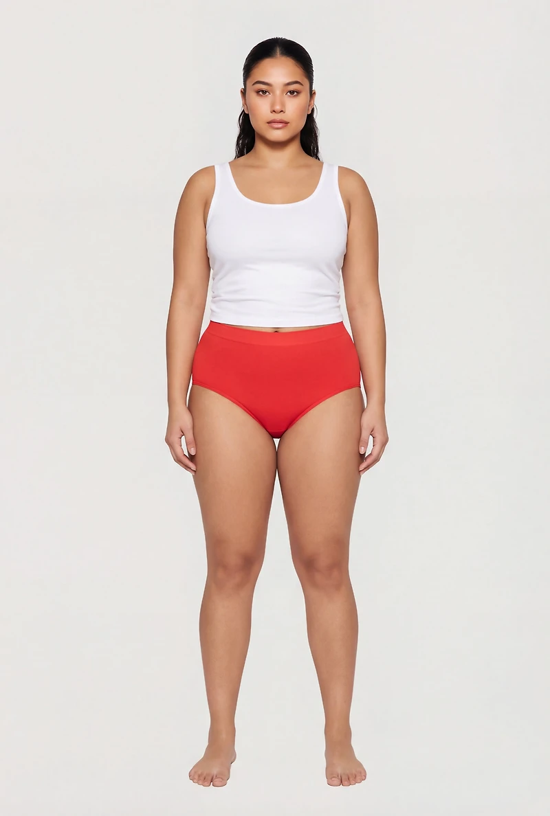 Plus Seamless Ribbed Knit Bikini Panty