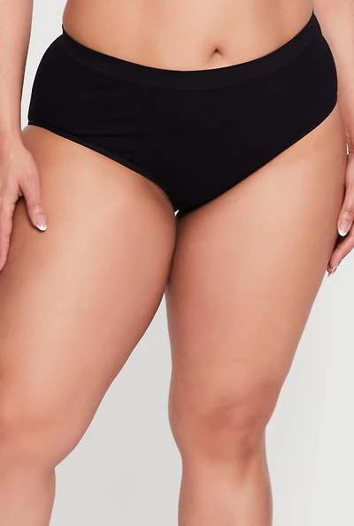 Plus Ribbed Knit Bikini Panty