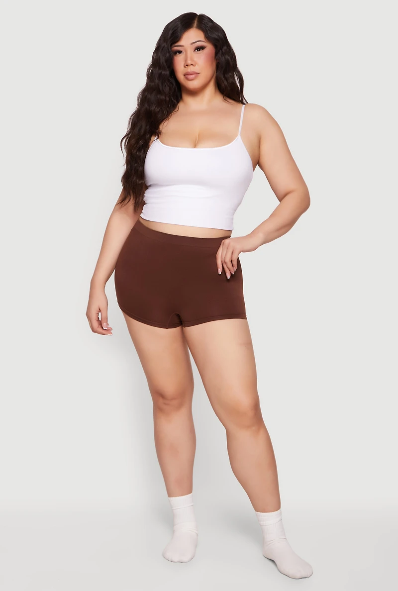 Plus High Waisted Seamless Boyshort Panty