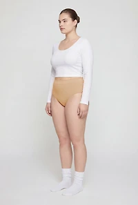 Plus Ribbed Knit High Waist Bikini Panty