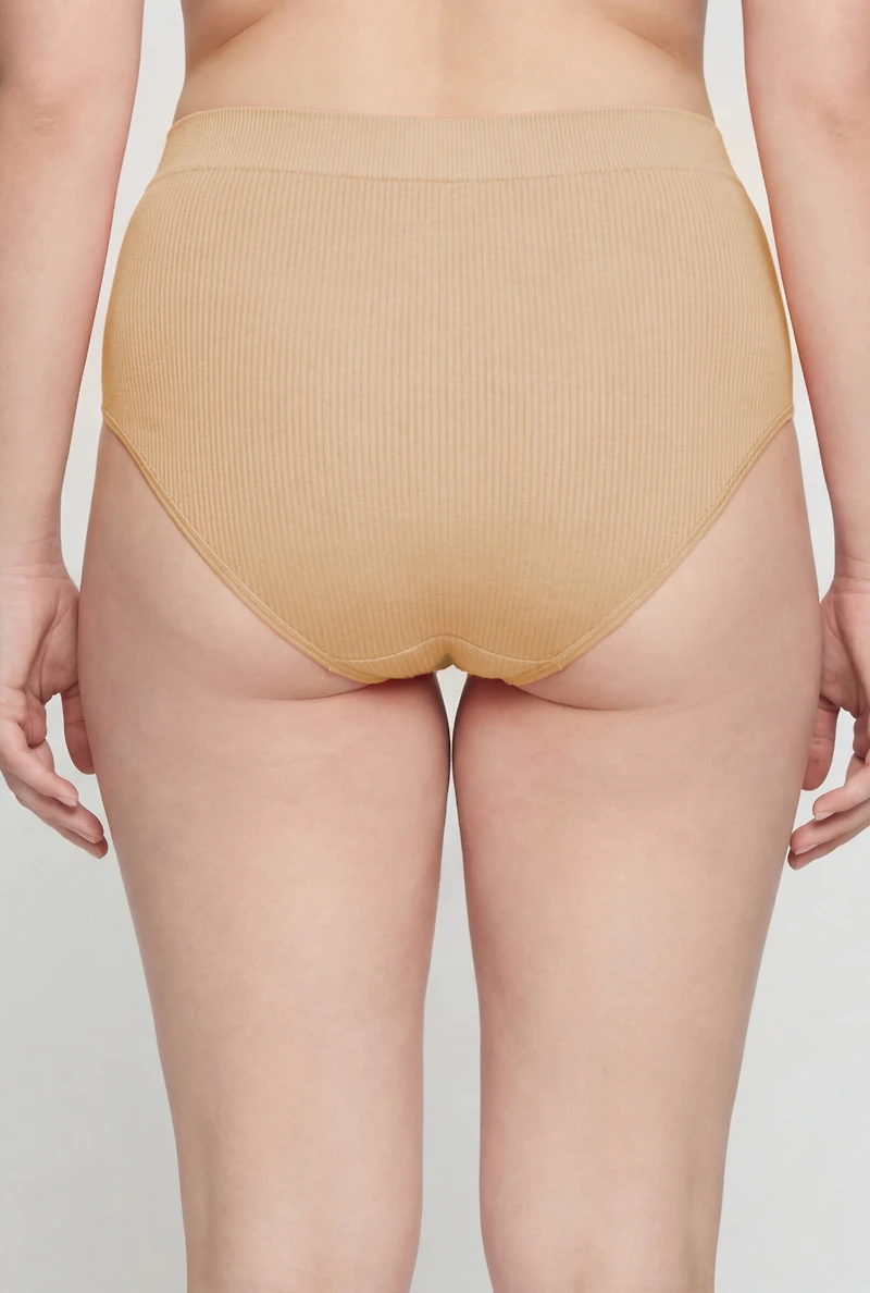 Plus Ribbed Knit High Waist Bikini Panty