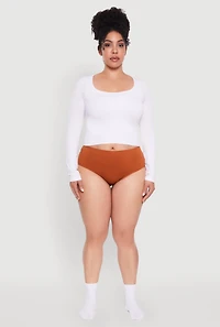 Womens Plus Size Seamless Bikini Panty, Brown, Size 3X