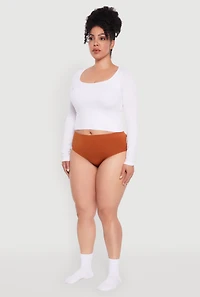 Womens Plus Size Seamless Bikini Panty, Brown, Size 3X