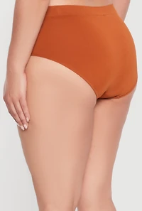 Womens Plus Size Seamless Bikini Panty, Brown, Size 3X