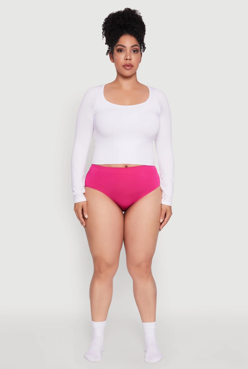 Womens Plus Size Seamless Bikini Panty, Pink, Size 3X