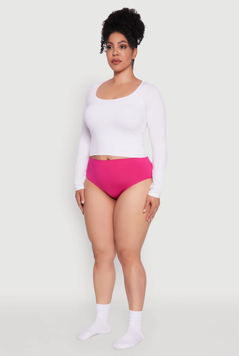 Womens Plus Size Seamless Bikini Panty, Pink, Size 3X