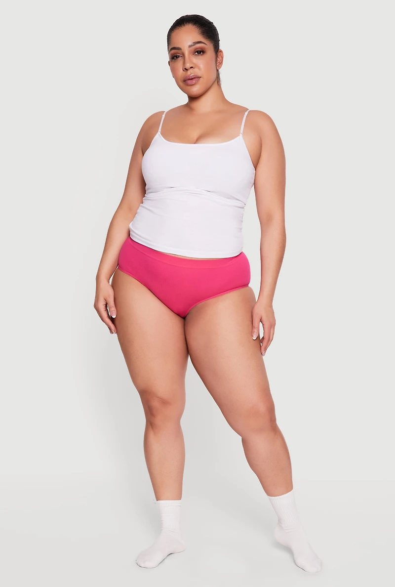 Plus Seamless Rib Knit Bikini Panty