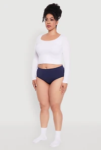 Womens Plus Solid Seamless Bikini Panty,