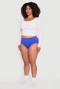 Plus High Waisted Seamless Solid Bikini Panty