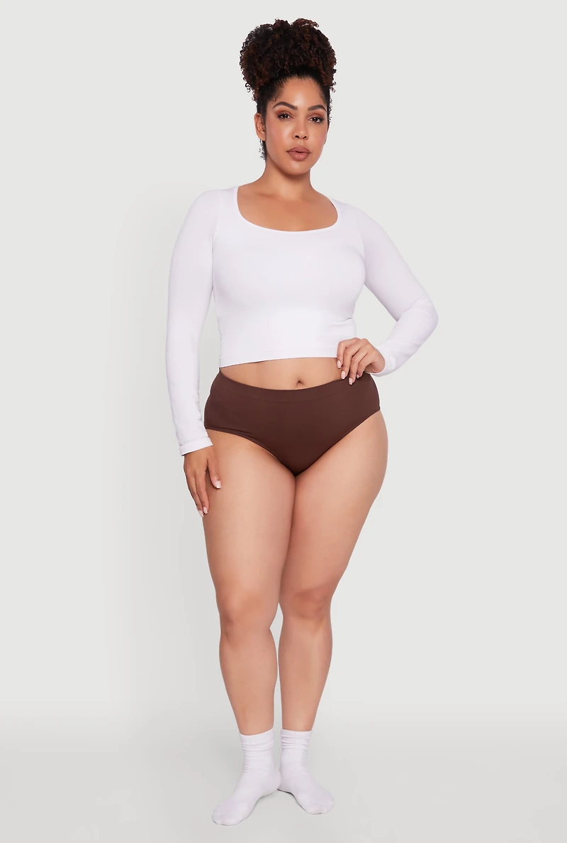 Plus High Waisted Seamless Hipster Panty