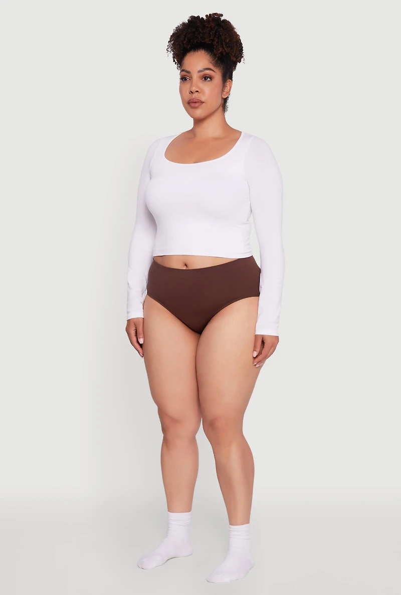 Plus High Waisted Seamless Hipster Panty