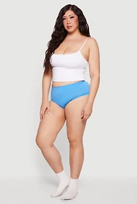 Plus Seamless Solid High Waisted Bikini Panty