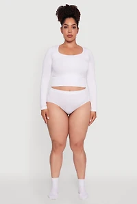 Plus High Waisted Seamless Basic Bikini Underwear