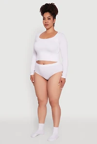 Plus High Waisted Seamless Basic Bikini Underwear