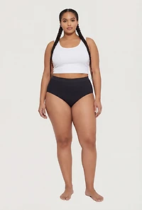 Plus Seamless Ribbed Knit High Waist Bikini Panty