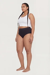 Plus Seamless Ribbed Knit High Waist Bikini Panty