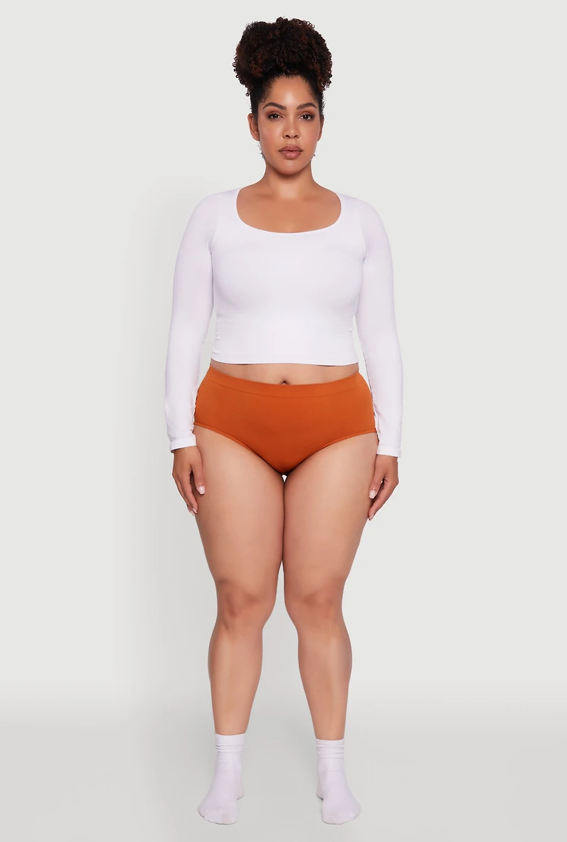 Womens Plus Size Seamless High Waist Hipster Panty, Orange, Size 2X