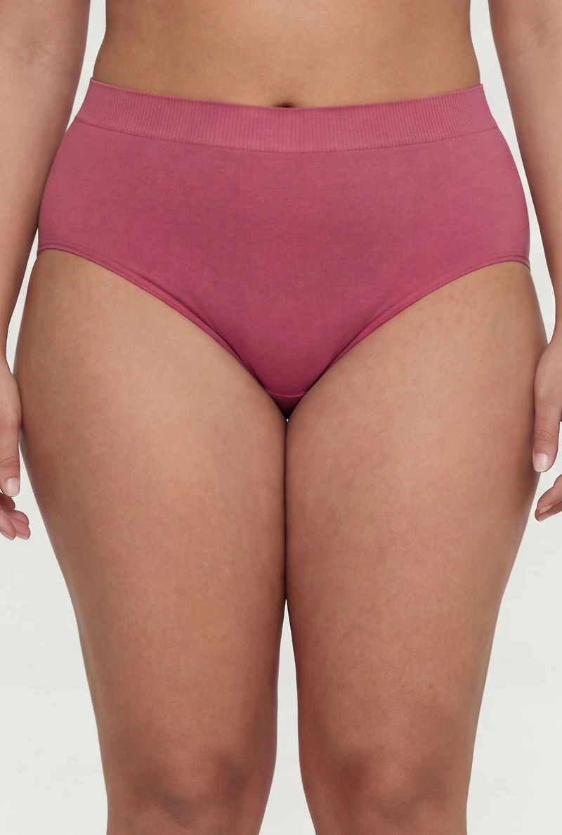 Plus Rib Knit Seamless Bikini Panty