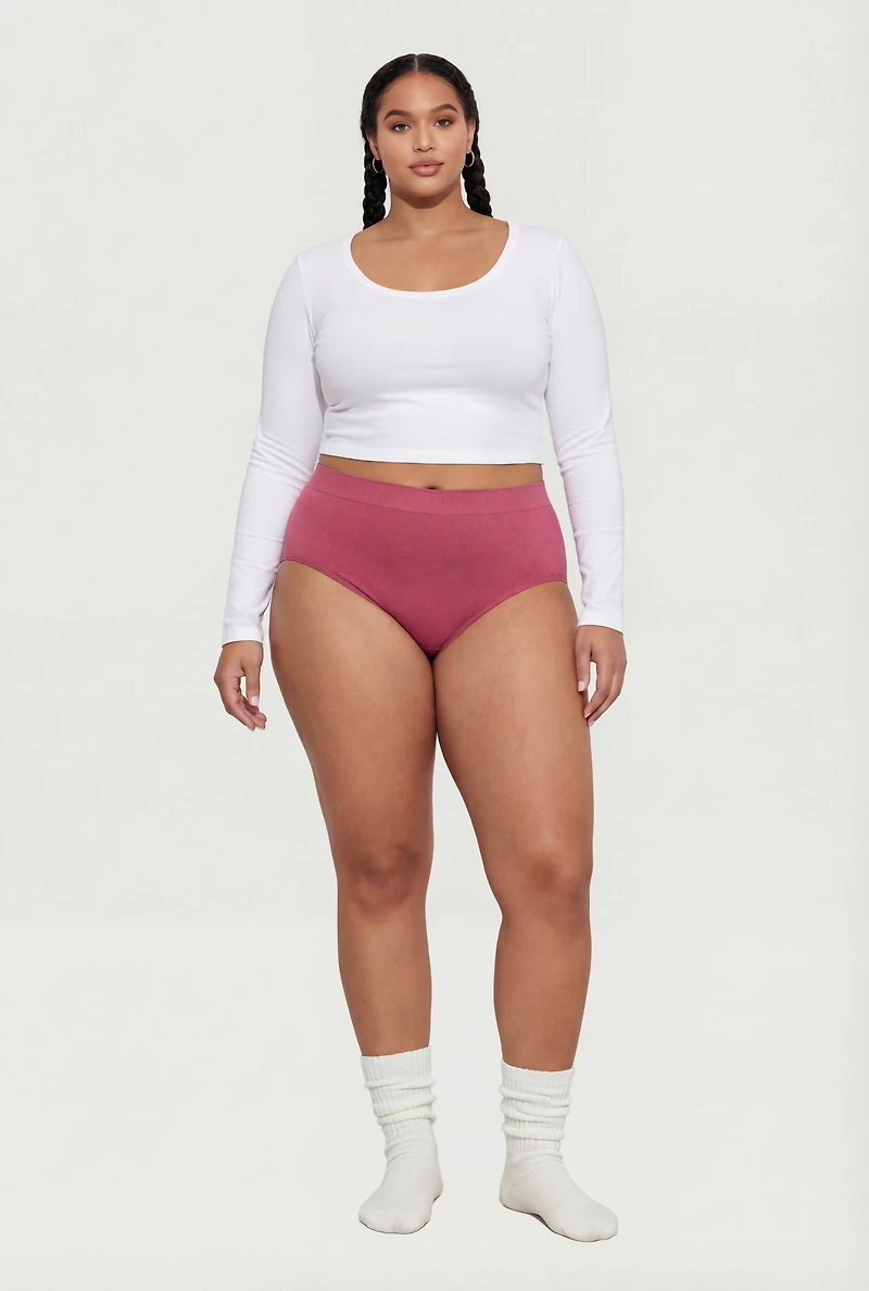 Plus Rib Knit Seamless Bikini Panty