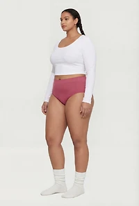 Plus Rib Knit Seamless Bikini Panty