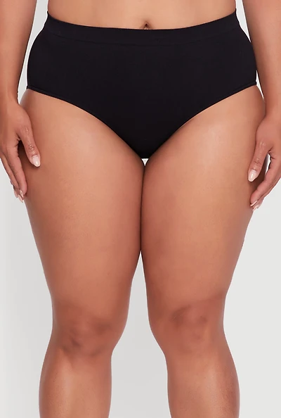 Plus Solid Seamless High Waisted Hipster Panty