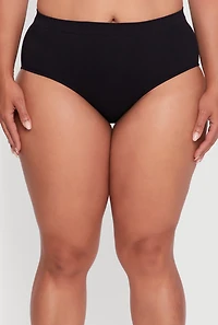 Plus Solid Seamless High Waisted Hipster Panty