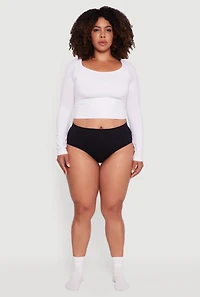 Plus Solid Seamless High Waisted Hipster Panty