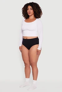 Plus Solid Seamless High Waisted Hipster Panty