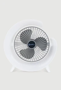 LED Light Swivel Desk Fan, White