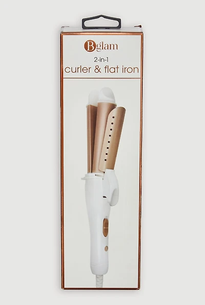 Womens Curler and Flat Iron 2 In 1, White
