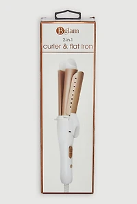 Womens Curler and Flat Iron 2 In 1, White