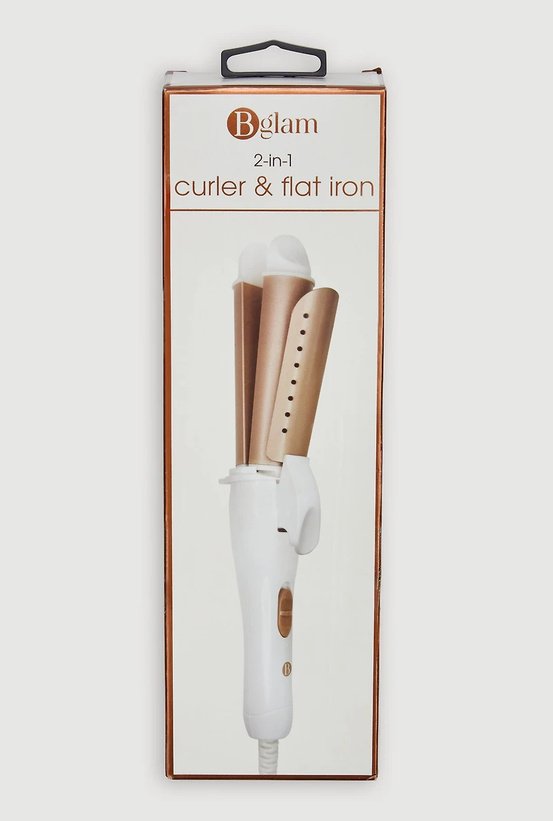 Womens Curler and Flat Iron 2 In 1, White