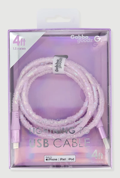 Plush Lightning Charging USB Cable 4 FT