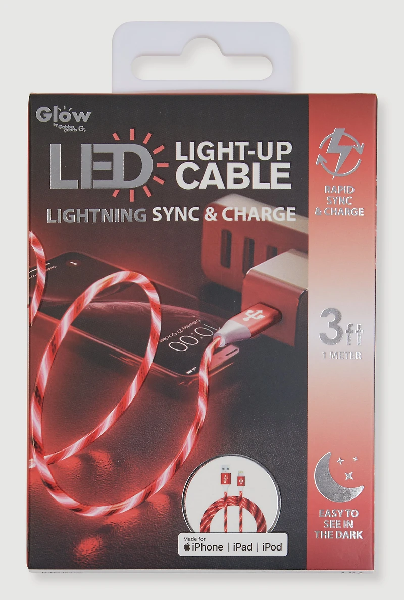 LED Light Up Lightning Charging Cable 3 FT