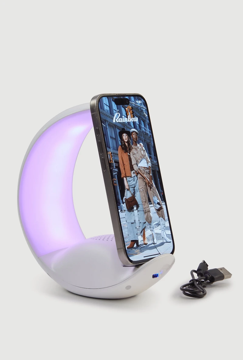 Multicolor Light Up Moon Speaker with Phone Stand