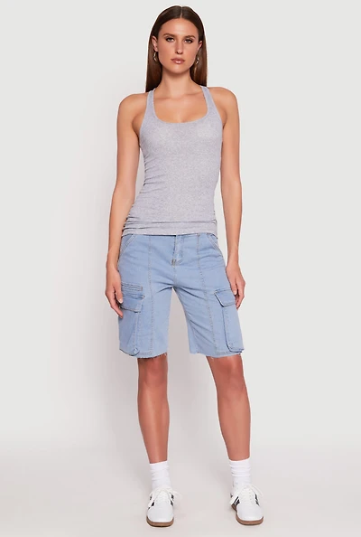 Womens Ribbed Knit Racerback Tank Top,