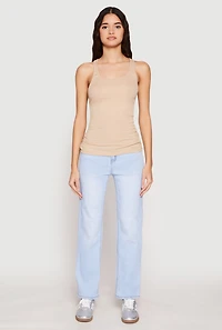 Womens Ribbed Knit Racerback Tank Top,